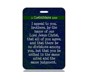 1 Corinthians 1 vs 10 ESV Blue Scripture Bag Tag