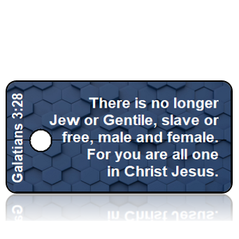 ScriptureTagD177 - NLT - Galatians 3 vs 28 - Navy Blue GeoGrid