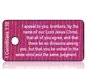 1 Corinthians 1 vs 10 ESV Purple Mauve Background Scripture Tag