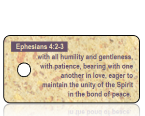 Ephesians 4 vs 2-3 ESV Tan Speckled Paper Scripture Tag