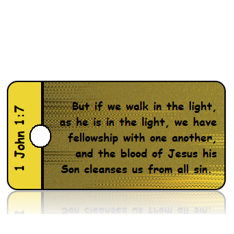 ScriptureTagD190 - ESV - 1 John 1 vs 7 - Gold Black Foil Background