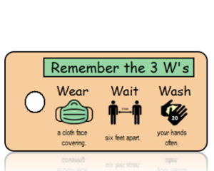 3 Ws - Wear Wait Wash Green Mask Awareness Key Tag