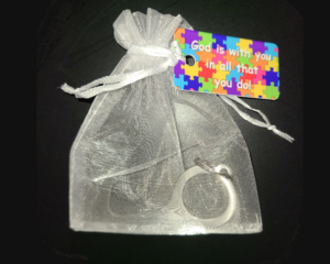 Stainless Steel Germ Key with 3 Key Tags in Organza Gift Bag