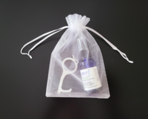 Hand Sanitizer 1 Oz with Stainless Steel Germ Key in Organza Gift Bag
